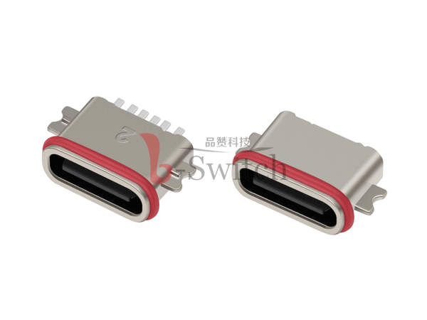 IPX7防水沉板6pin Type C母座