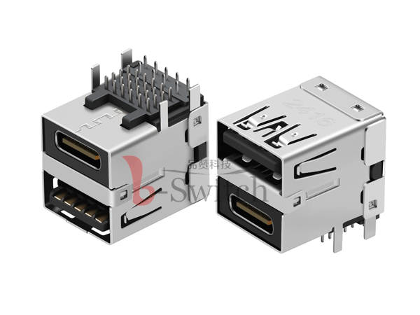 USB3.0 Type A+24Pin Type C二合一母座