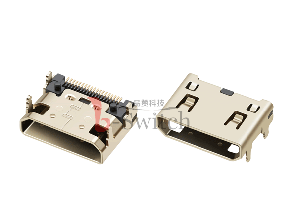 MINI HDMI 19pin CF前插后贴母座